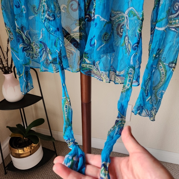 Silk, poly. sheer wrap cardigan, Laundry by Shelli Segal - Picture 7 of 9